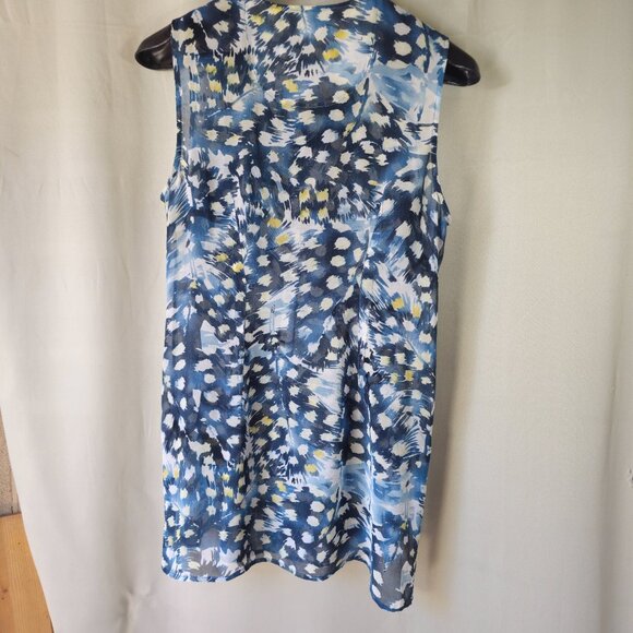 Cabi Sheer Collarless Sleeveless Blouse Shades of Blue Size L - Picture 3 of 8